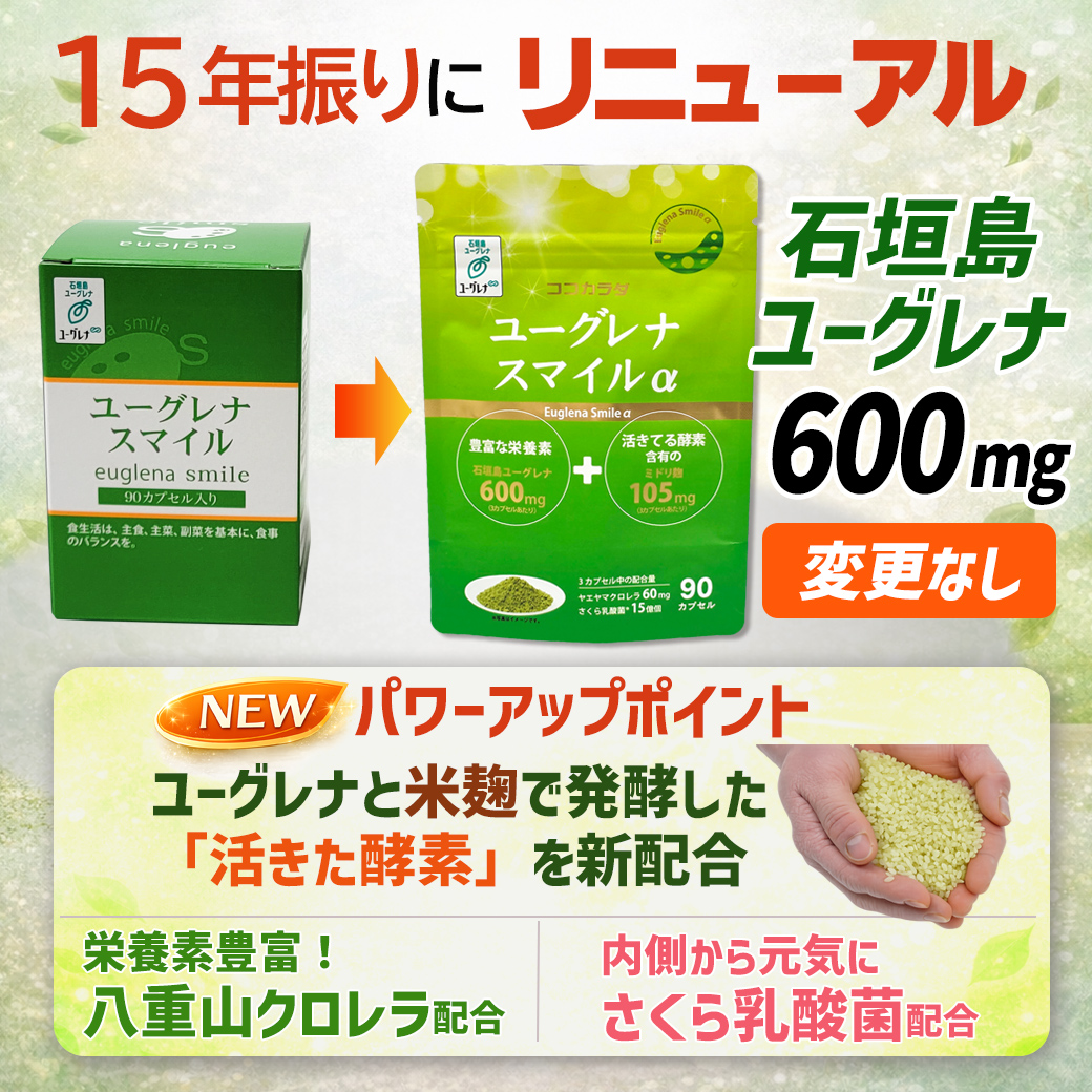 15年振りのパワーアップリニューアル「ユーグレナスマイルα」